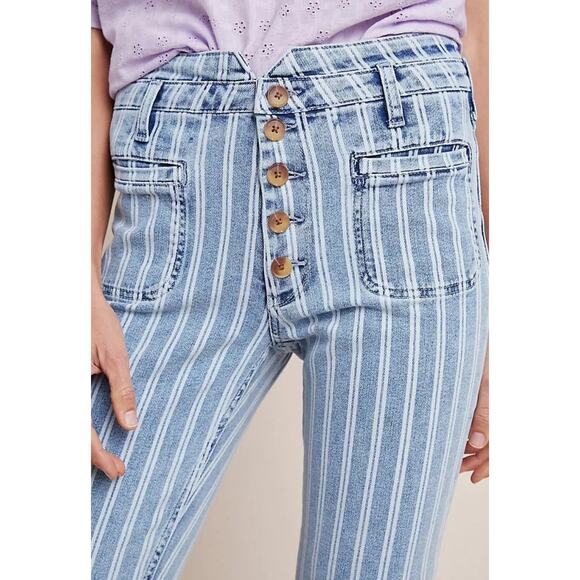 NEW NWT Anthropologie Pilcro High-Rise Slim Acid Wash Striped Jeans Size 29 - Picture 2 of 14